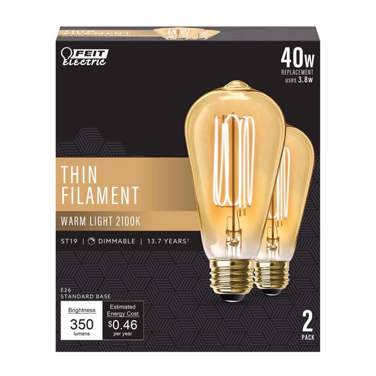 Feit Electric ST19 E26 (Medium) Filament LED Bulb Warm White 40 Watt ...