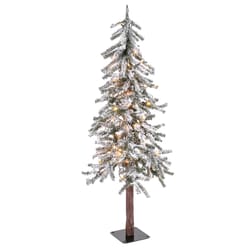 Gerson 4 ft. Slim LED 100 ct Flocked Alpine Christmas Tree