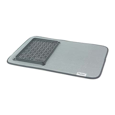 Polder 22 in. L x 15 in. W Gray Microfiber Drying Mat with Tray