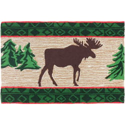 Homefires 22 in. W X 34 in. L Multi-Color Moose in Pine Forest Polyester Accent Rug