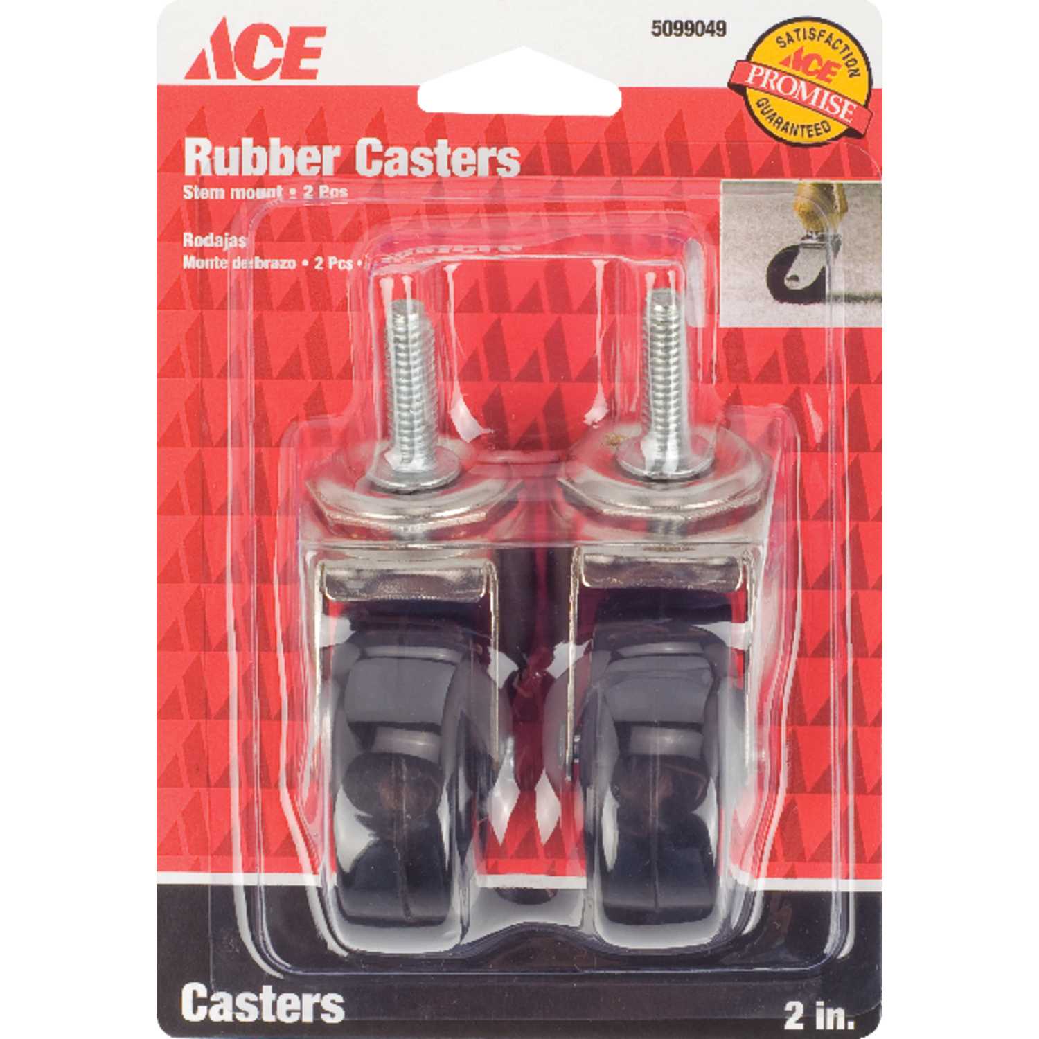 Ace 2 in. Dia. Swivel Rubber Caster 80 lb. 2 pk Ace Hardware