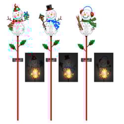 Alpine LED Solar Snowman Christmas 36 in. Garden Stake