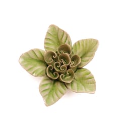 Chive English Garden 2 in. H X 4.3 in. L Glazed Green Ceramic Lotus Wall Flower