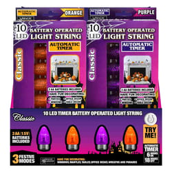 Magic Seasons Orange/Purple 9 in. Prelit String Lights
