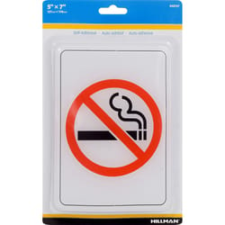 HILLMAN English White No Smoking Sign 7 in. H X 5 in. W