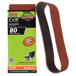 Gator 18 in. L X 3 in. W Aluminum Oxide Sanding Belt 80 Grit Medium 5 pc