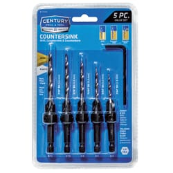 Century Drill & Tool Assorted High Speed Steel Taper Countersink Set 5 pc