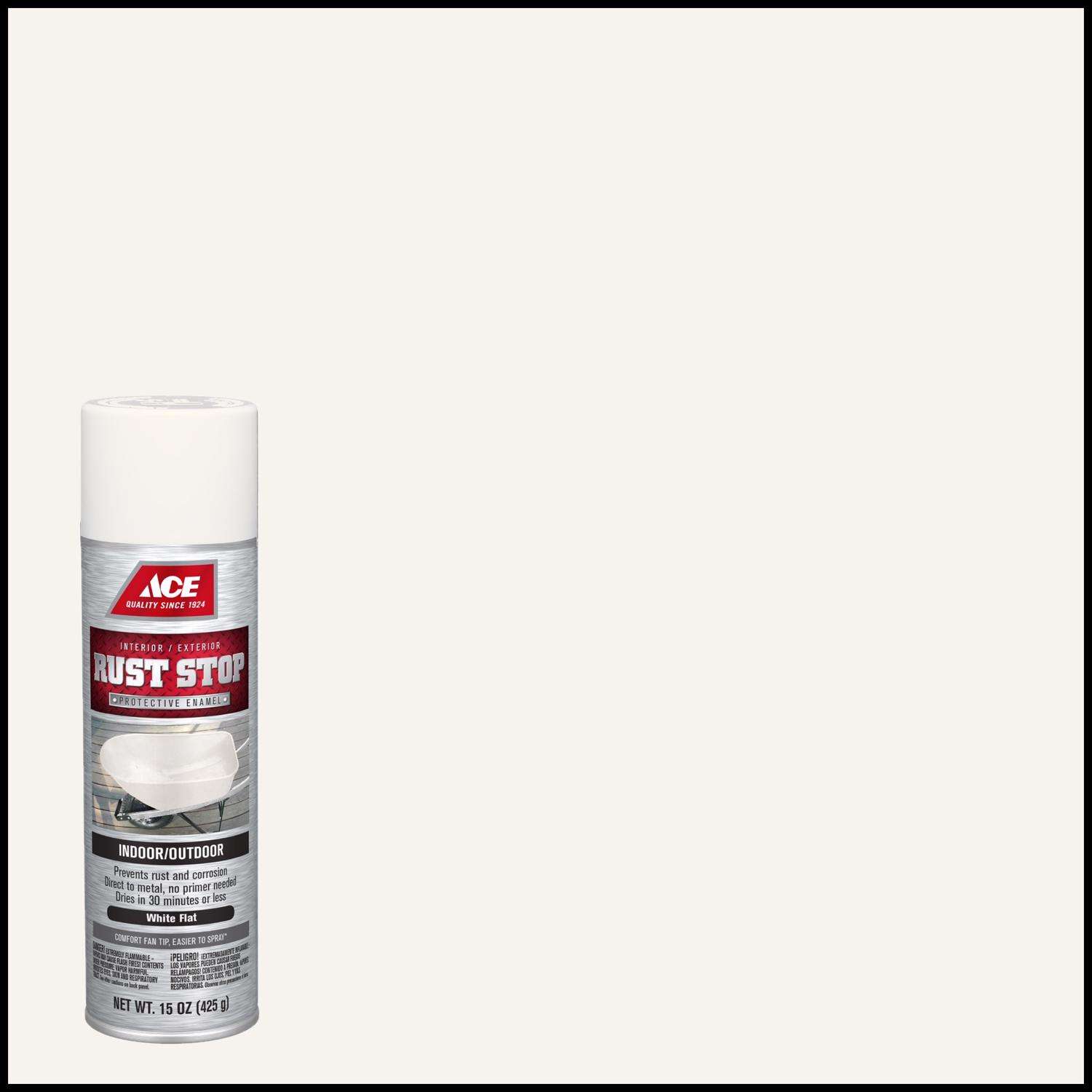 Ace Rust Stop Flat White Protective Enamel Spray Paint 15 oz - Ace Hardware