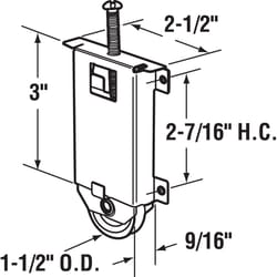 Prime-Line 1.5 in. D X 2.5 in. L Zinc-Plated Silver Steel Mirror/Wardrobe Door Roller 1 pk