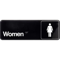 HILLMAN English Black Restroom Sign 3 in. H X 9 in. W