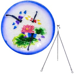 Songbird Essentials Multicolored Glass 12.99 in. Dragonfly Trio Bird Bath