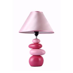 All The Rages Simple Designs 17.6 in. Pink Table Lamp