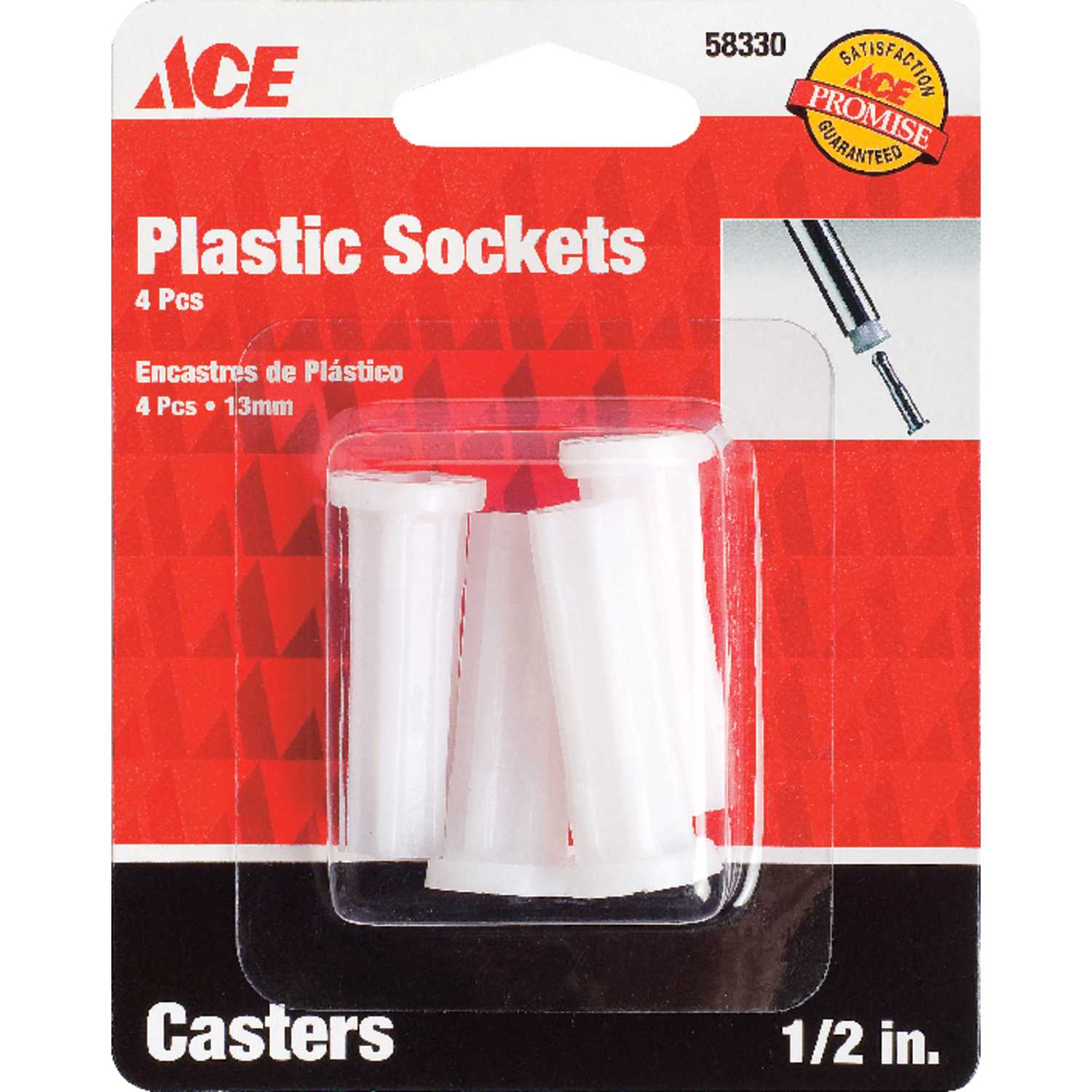 Ace 5/16 in. Dia. Plastic Caster Socket 4 pk Ace Hardware