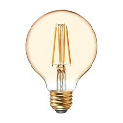 GE G25 E26 (Medium) Filament LED Bulb Amber Warm White 60 Watt Equivalence 2 pk