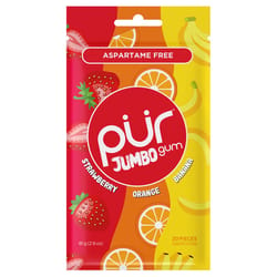 PUR Jumbo Sugar Free Strawberry/Banana/Orange Chewing Gum 1 pk 2.9 oz