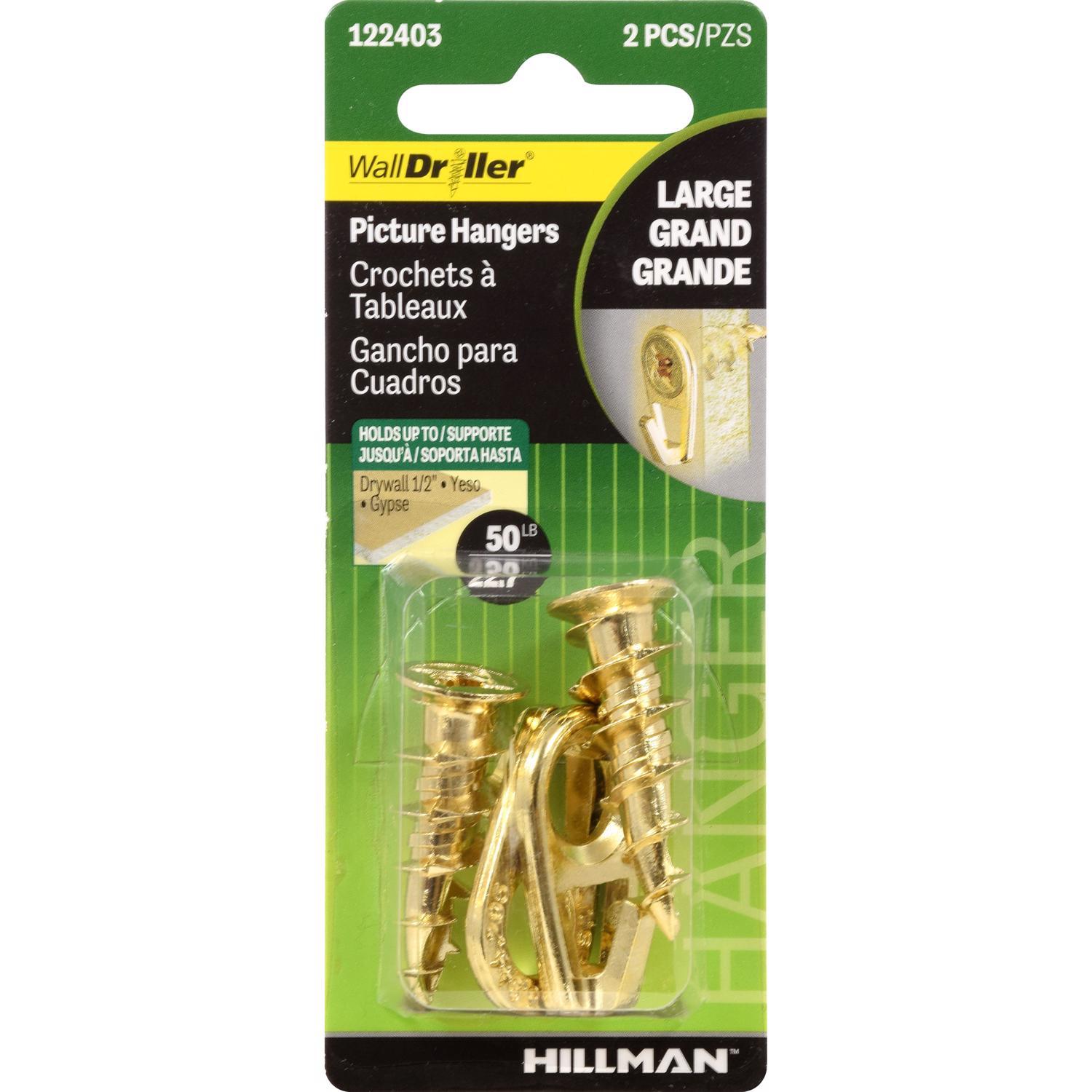 Hillman STEELWORKS L4 Brass-Plated Assorted Picture Hanging Set 10 lb 1 pk Hillman STEELWORKS L4 Brass-Plated Assorted Picture Hanging Set 10 lb 1 pk