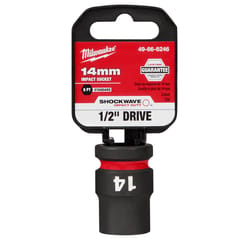 Milwaukee Shockwave 14 mm X 1/2 in. drive Metric/SAE 6 Point Standard Impact Socket 1 pc