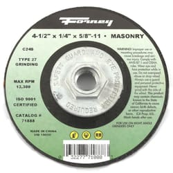 Forney 4-1/2 in. D X 5/8-11 in. Masonry Grinding Wheel