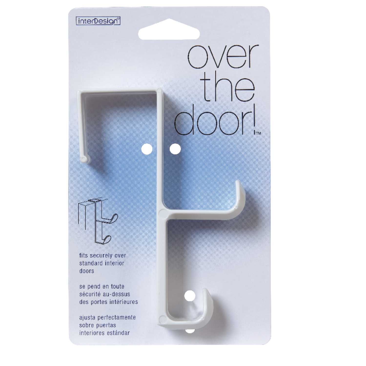 InterDesign 51/2 in. L White Plastic Medium Over the Door Hook 1 pk