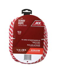 Ace 3/8 in. D X 50 ft. L Red/White Solid Braided Poly Derby Rope