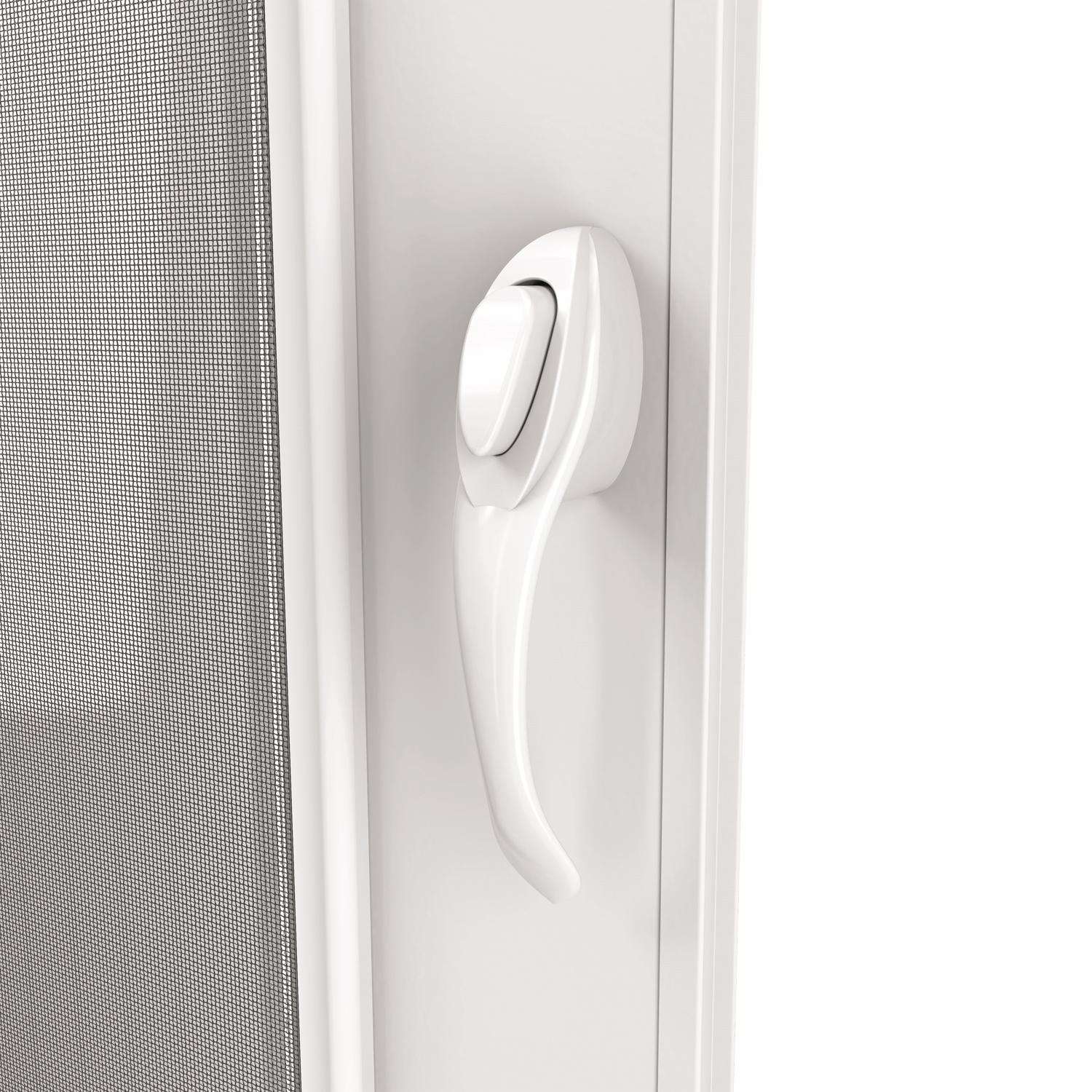 Larson 81 in. H X 32 in. W Vinyl/Wood White Mid-View Reversible Self-Storing Storm Door Larson 81 in. H X 32 in. W Vinyl/Wood White Mid-View Reversible Self-Storing Storm Door