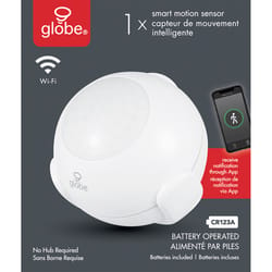 Globe Electric Wi-Fi Smart Home Battery Powered Indoor White Smart-Enabled Motion Detector