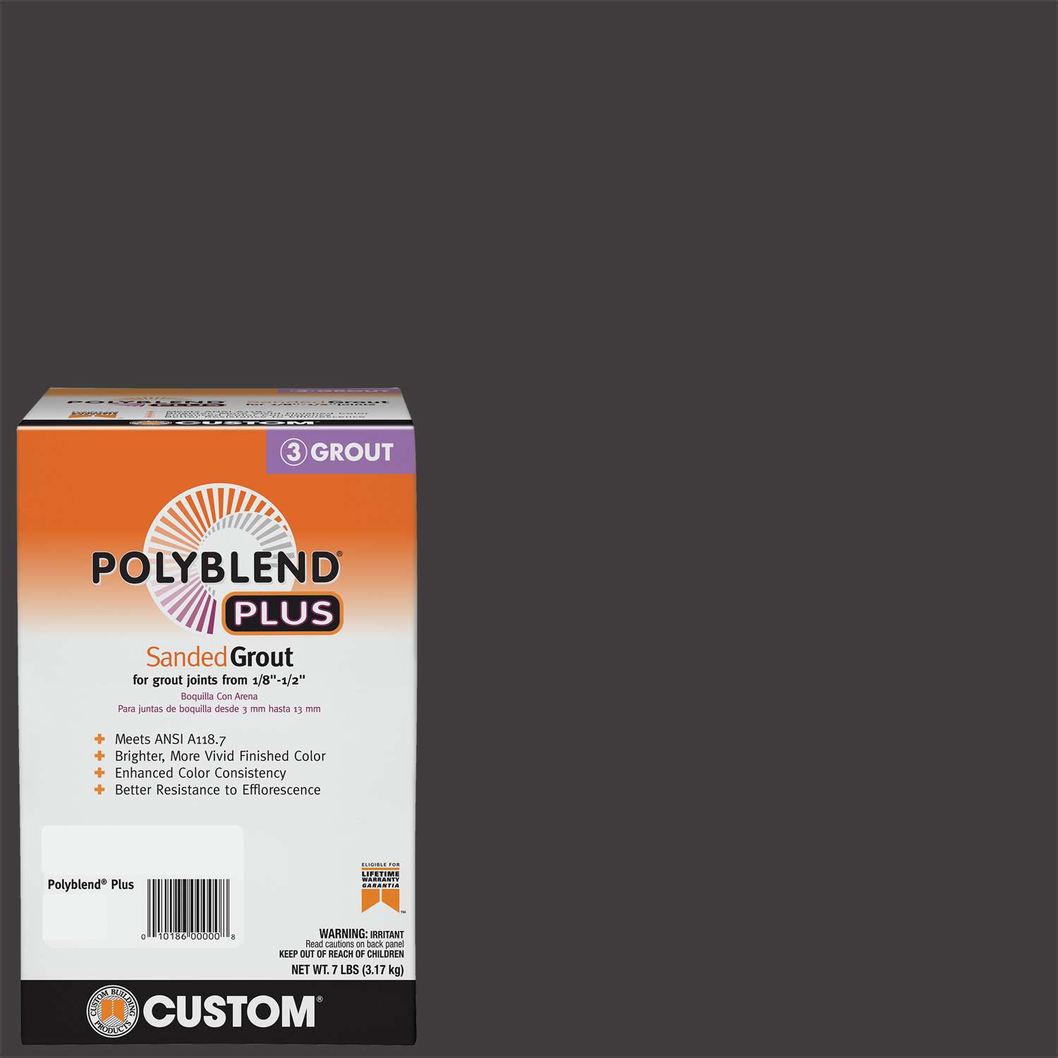 Custom Building Products Polyblend Plus Indoor and Outdoor Charcoal Sanded Grout 7 lb Ace Hardware
