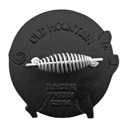 Old Mountain Cast Iron Bacon Press 7.2 in. Black