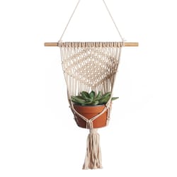 Primitive Planters Brown Cotton 33 in. H Diamond Shape Plant Hanger 1 pk