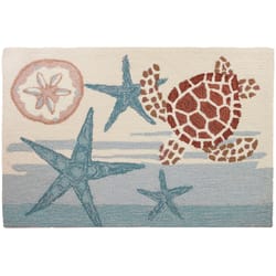 Homefires 22 in. W X 34 in. L Multi-Color Coastal Turtle Polyester Accent Rug