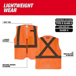 Milwaukee Reflective Class 2 Safety Vest Hi-Viz Orange XXL/XXXL