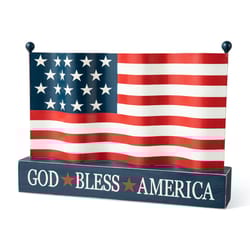 Glitzhome Patriotic/Americana Flag Table Decor Iron/MDF 1 pc