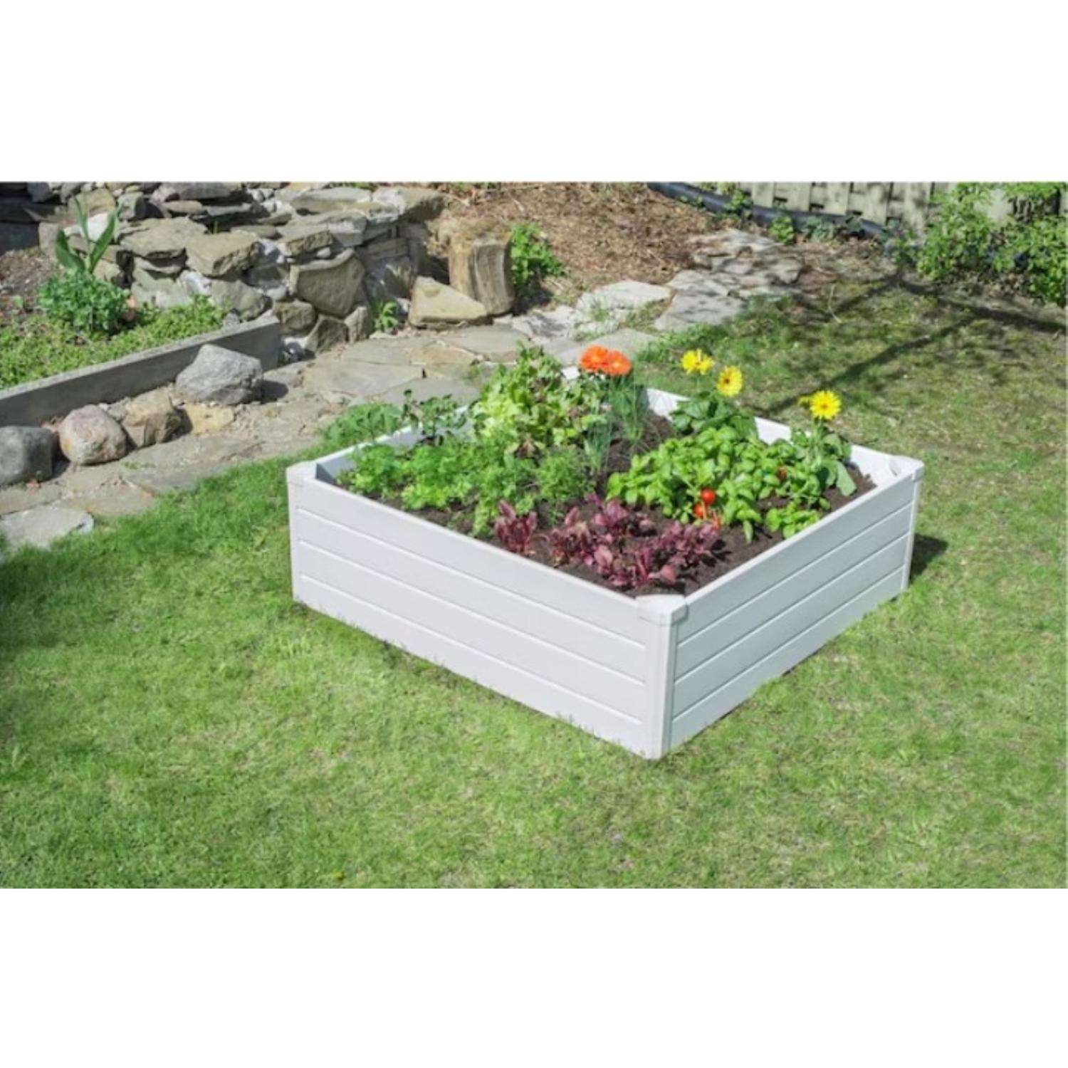 NuVue Deluxe 15 in. H X 48 in. W X 15 in. D Vinyl Raised Garden Bed White