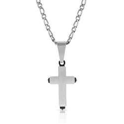 Montana Silversmiths Men's Strength of Faith Cross Silver Necklace Stainless Steel Water Resistant