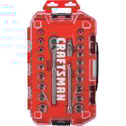 Craftsman 3/8 in. drive S Metric and SAE 6 Point Socket and Ratchet Set 22 pc
