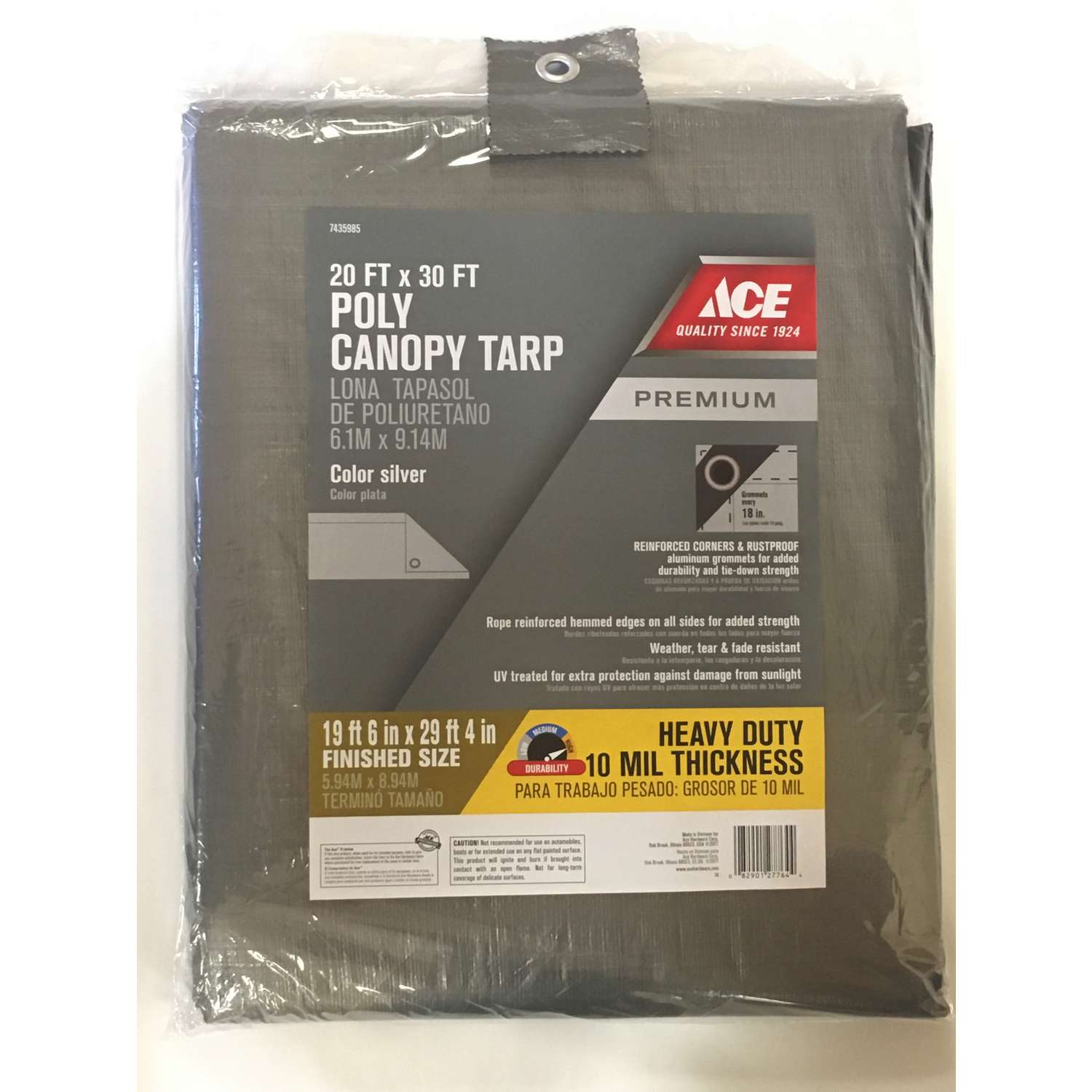 Ace 20 ft. W x 30 ft. L Heavy Duty Polyethylene Canopy Tarp Silver