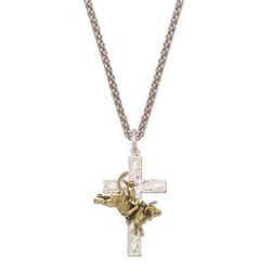 Montana Silversmiths Unisex Bullrider Cross Gold/Silver Necklace Brass Water Resistant