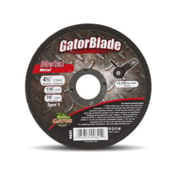 Gator 4-1/2 in. D X 7/8 in. Aluminum Oxide Type 1 Metal Cut-Off Wheel 1 pc
