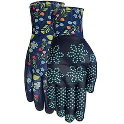 Midwest Quality Gloves Max Grip S/M Spandex/Foam Nitrile Floral Blue Gardening Gloves