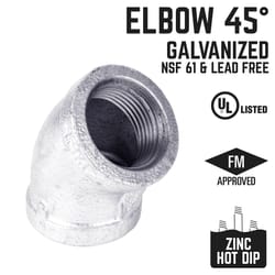 STZ Industries 1/2 in. FIP each X 1/2 in. D FIP Galvanized Malleable Iron 45 Degree Elbow