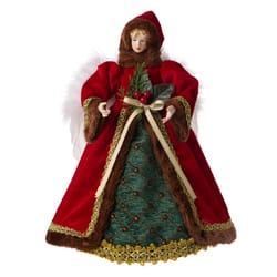 Glitzhome Multicolored Velvet Angel Tree Topper 12 in.