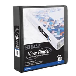 Bazic Products 12 in. W X 11 in. L Slant D-Ring Black View Binder