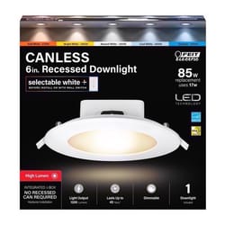 Feit White 6 in. W Aluminum LED Canless Recessed Downlight 85 W