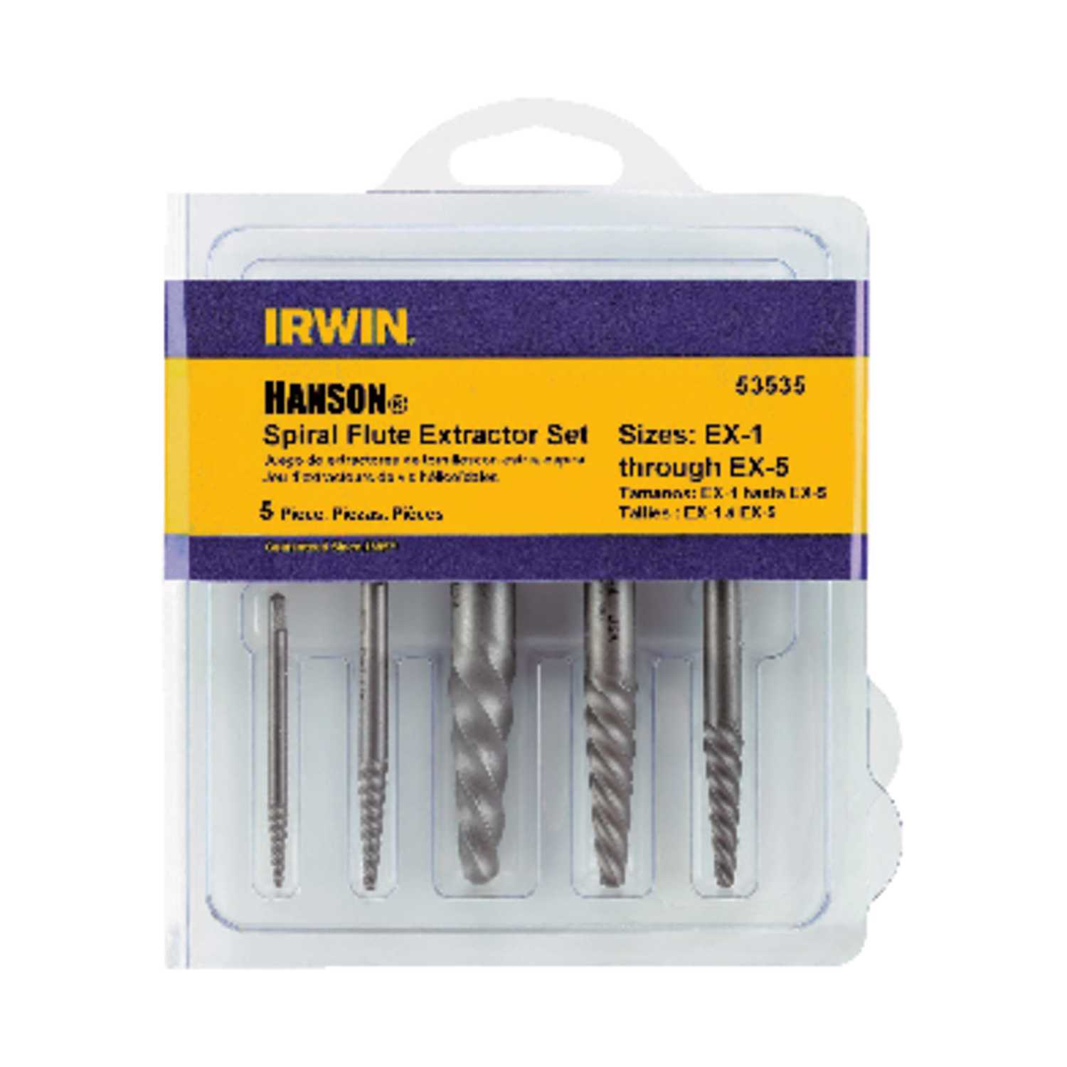 Irwin Hanson 19/64 in. Carbon Steel Spiral Screw Extractor Set 7 in. 5 pc. Ace Hardware