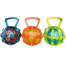 Chomper Assorted TPR Caged Ball Dog Tug Toy Large 1 pk