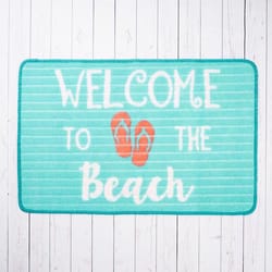 Pavilion We People 17.75 in. W X 27.5 in. L Blue/White Beach Polyester Door Mat