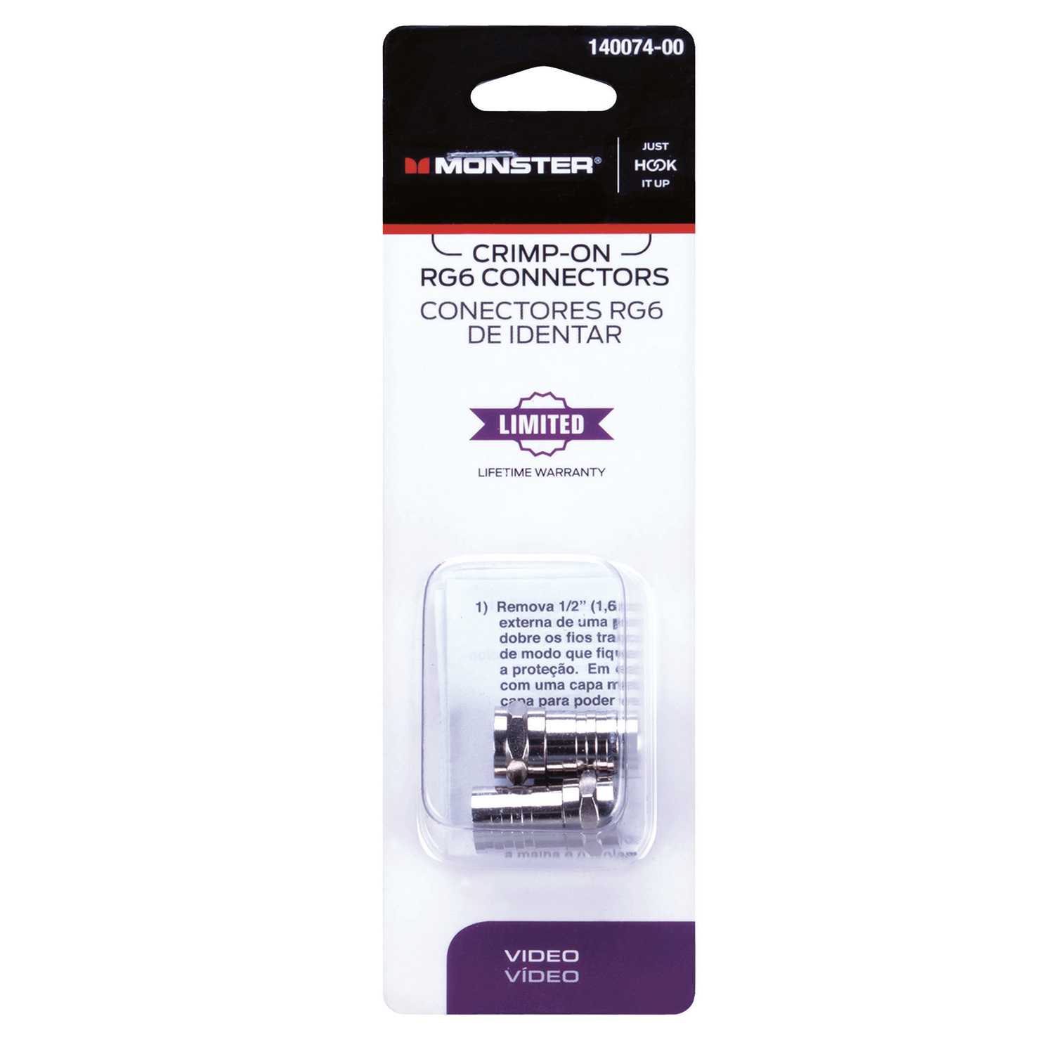 Monster Cable Just Hook It Up CrimpOn RG6 Coaxial Connector 2 pk Ace