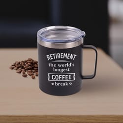 P Graham Dunn 12 oz Black Retirement The Worlds Longest Coffee Break Tumbler with Lid