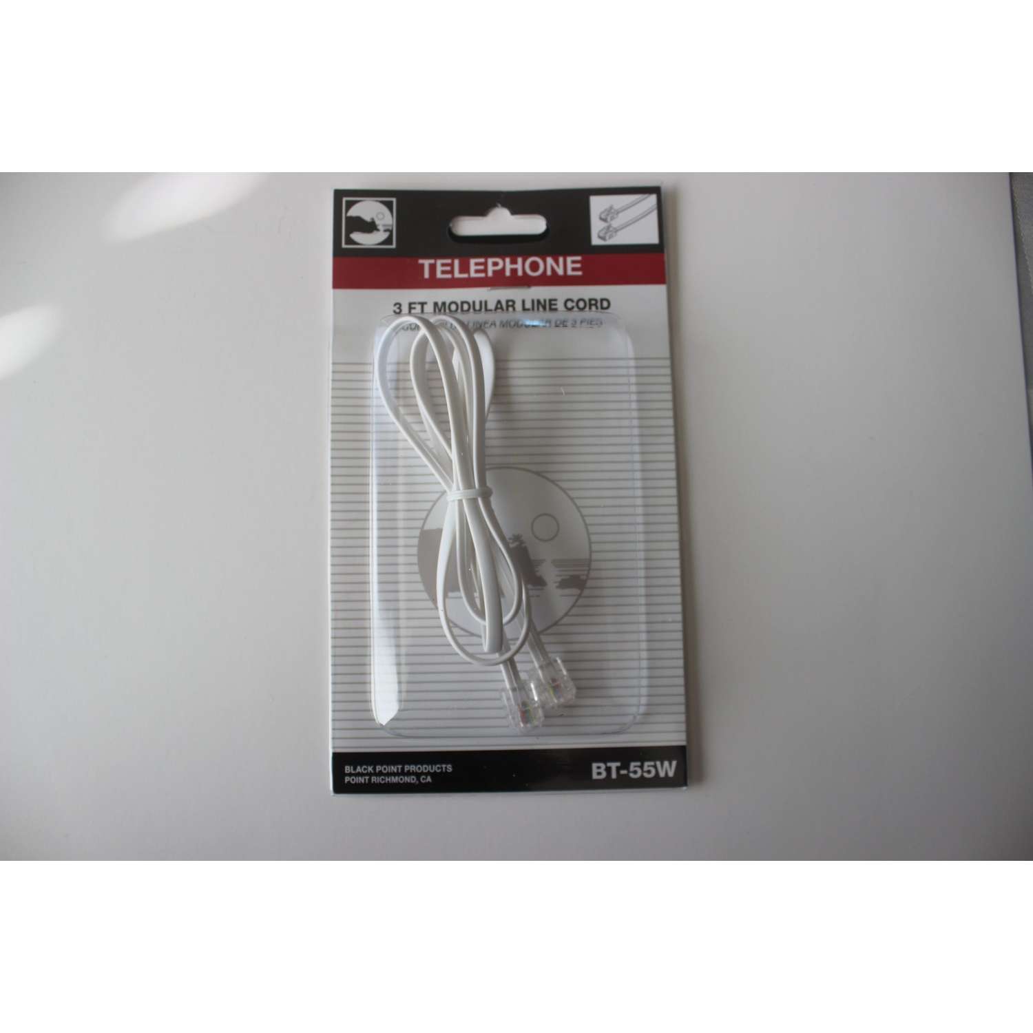 Black Point Products 3 ft. L White Phone Line Cord Ace Hardware