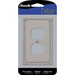 Amerelle Imperial Bead Brushed Nickel 1 gang Metal Duplex Wall Plate 1 pk